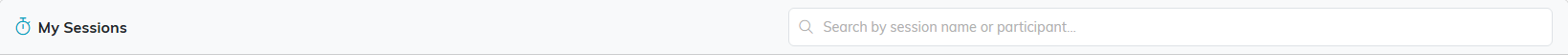 The My Sessions card header, with the card name on the left and the search box on the right