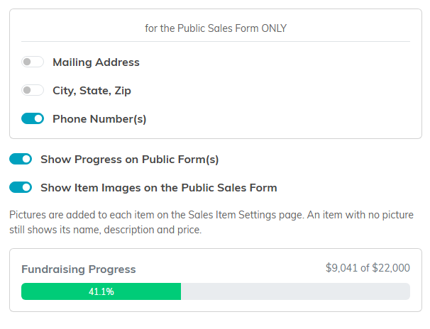 The Show Item Images on the Public Sales Form switch in Form Settings