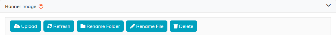 The Banner Image section with the Upload, Refresh, Rename Folder, Rename File and Delete buttons