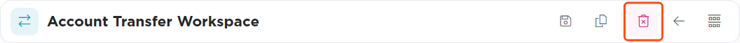 The title bar with the Save icon and the delete icon boxed