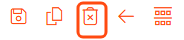 The title bar icons with the delete icon highlighted