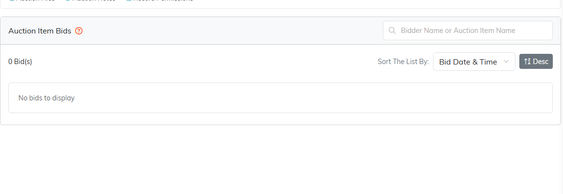 The Bidding tab showing bids across the auction items