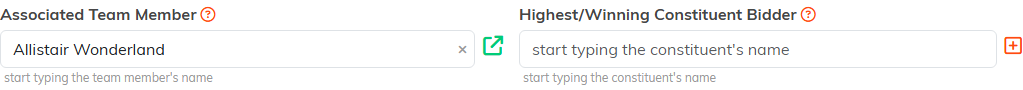 The Associated Team Member and Highest or Winning Constituent Bidder lookups