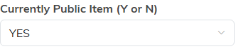 The Currently Public Item dropdown set to YES
