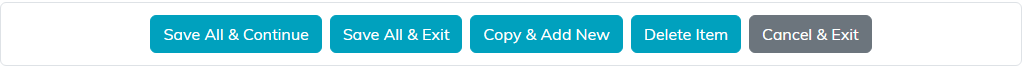 The Save All and Continue and Save All and Exit buttons on an auction item