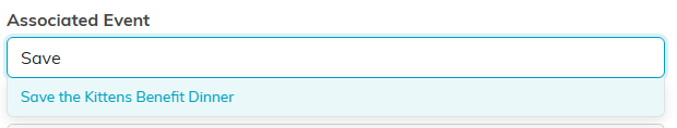 The Associated Event field with a matching event listed as you type