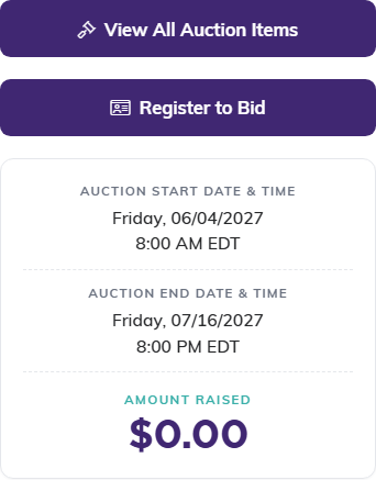The Register to Bid button under View All Auction Items on the public auction home page