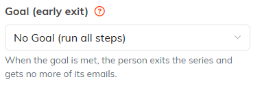 The Goal dropdown set to No Goal, run all steps, with explanatory text underneath