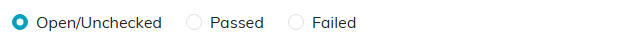 The Open slash Unchecked, Passed and Failed status options