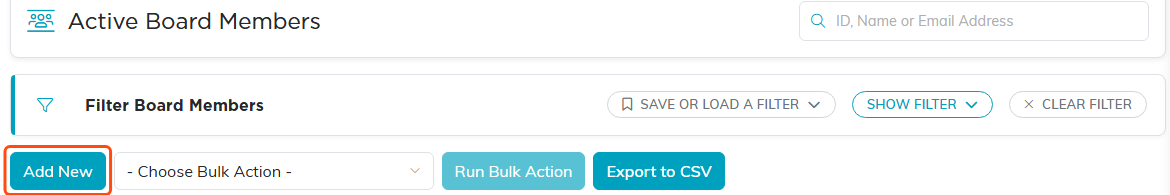 The board member list header with Add New highlighted