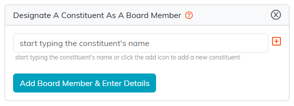 The constituent lookup panel for designating a board member