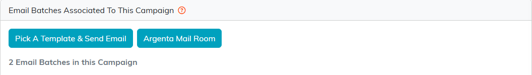 A campaign's Email Batches tab with the Pick A Template and Send Email button