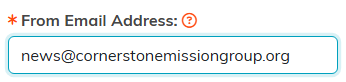 The From Email Address field on the Template Design tab
