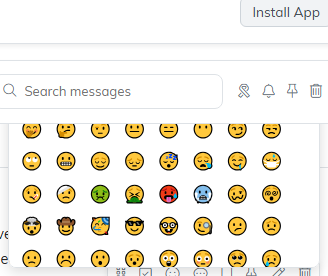 The reaction picker open over a message