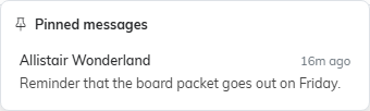 The pinned messages panel showing one pinned message