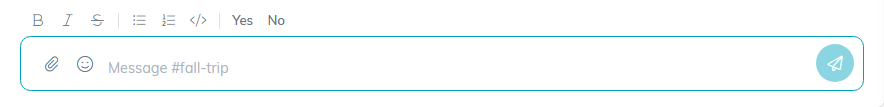 The formatting bar above the message box, showing bold, italic and strikethrough, then bulleted list, numbered list and code, then the Yes and No buttons