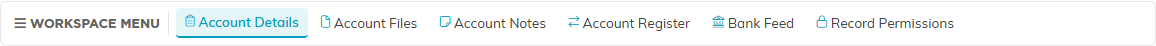 The account workspace tabs