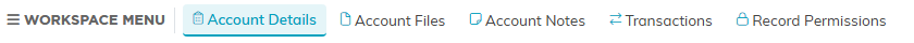 The account workspace tabs