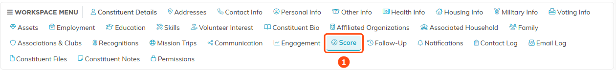 The Score tab in the constituent workspace menu
