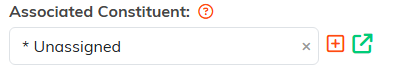 The Associated Constituent lookup with the add and open icons beside it