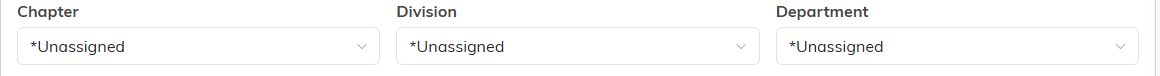 The Chapter, Division and Department dropdowns