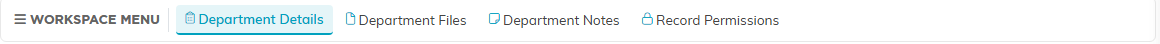 The Department Workspace menu showing Department Details, Department Files, Department Notes, and Record Permissions