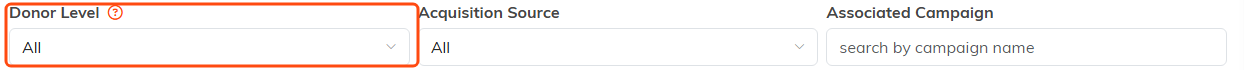 The Donor Level filter on the donor list filter panel