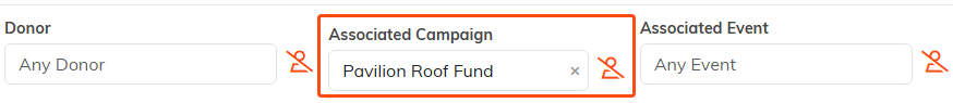 The Associated Campaign filter set to one campaign