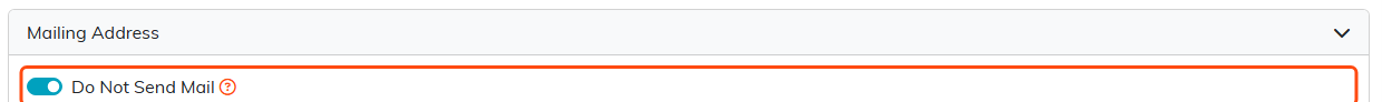 The Mailing Address card on the Addresses tab with Do Not Send Mail highlighted