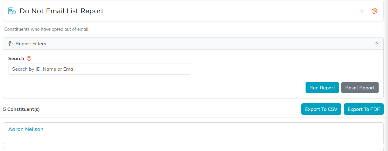 The Do Not Email List Report