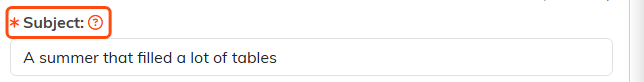 The Subject field on the Template Design tab