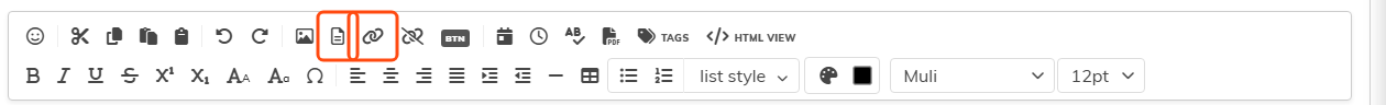 The editor toolbar with Document Manager and Insert Link highlighted