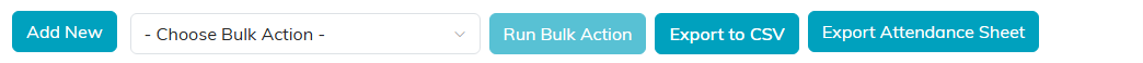 Participants and Guests toolbar with the Export to CSV and Export Attendance Sheet buttons