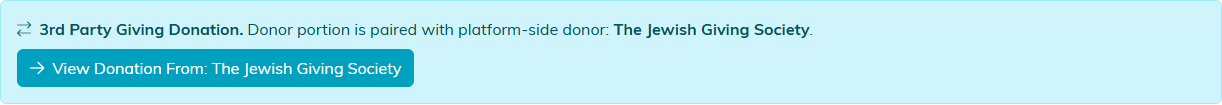 The banner on a donor-side record with a View Donation From button