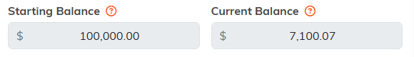 Starting Balance and Current Balance fields, both greyed out