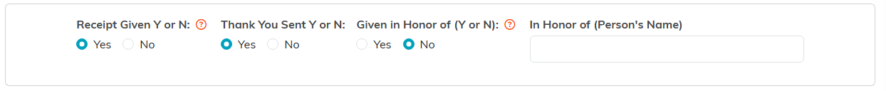 The Receipt Given, Thank You Sent and Given in Honor of choices