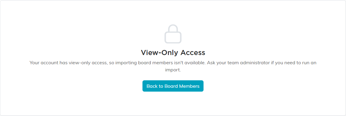 The View-Only Access message shown on an import page