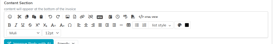The Content Section editor