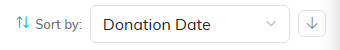 Sort by dropdown set to Donation Date with the ascending and descending arrow beside it