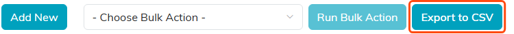 Button row above the list with Export to CSV outlined