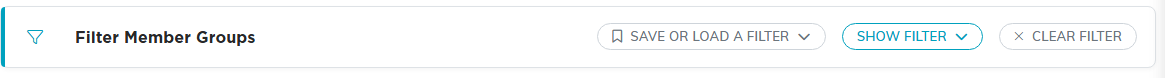 The Filter Member Groups bar with Save Or Load A Filter, Show Filter, and Clear Filter