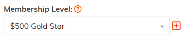 The Membership Level drop-down on Member Details set to a Gold Star level, with an orange add icon beside it