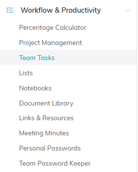 The Workflow and Productivity menu expanded, with Meeting Minutes in the list