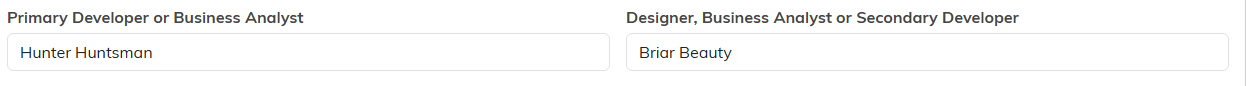 The Primary Developer and Designer or Secondary Developer fields