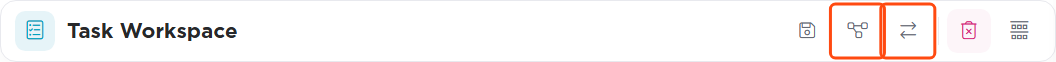 The two convert icons in the Task Workspace title bar