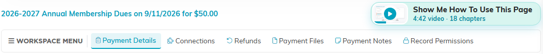 The six tabs across the payment workspace, with the Show Me How To Use This Page video at the top right