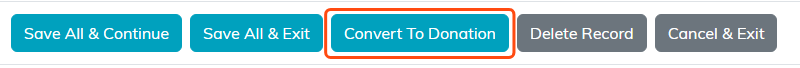 The pledge buttons with Convert To Donation highlighted