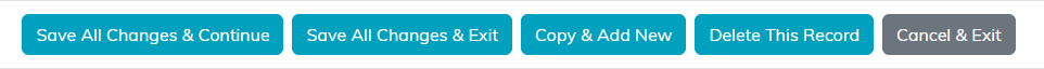The save, copy, delete and cancel buttons at the bottom of the product record