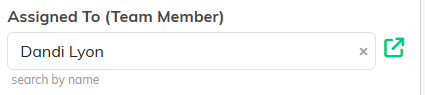 The Assigned To (Team Member) lookup field on Program Details with a person selected