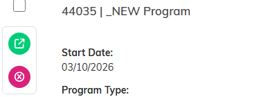 The pink X to the left of a program row on the Program List